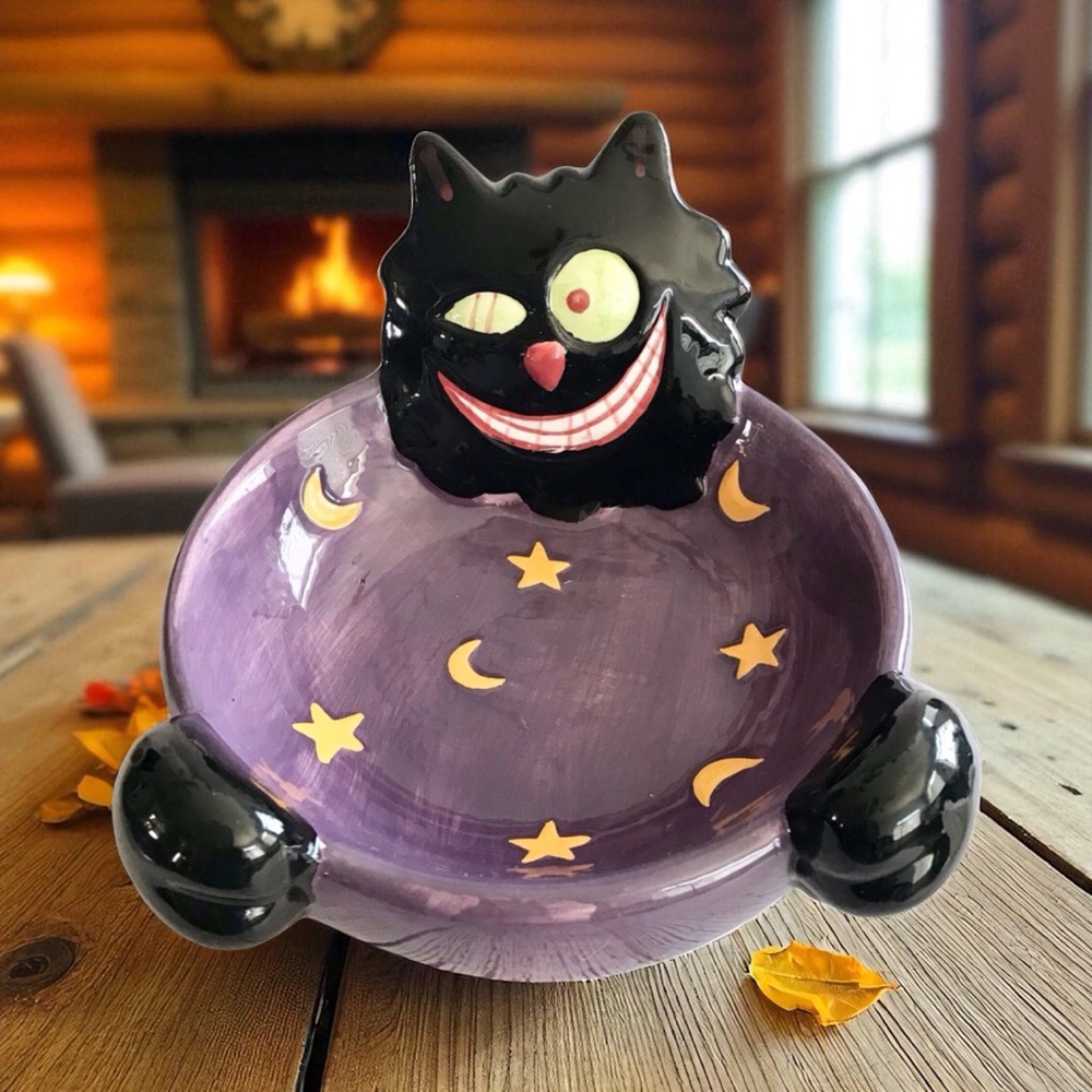 Crazy Cat Moon and Stars Bowl